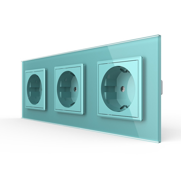 Розетка 3 модуля Зеленая Livolo Розетка 3 модуля Зеленая Livolo