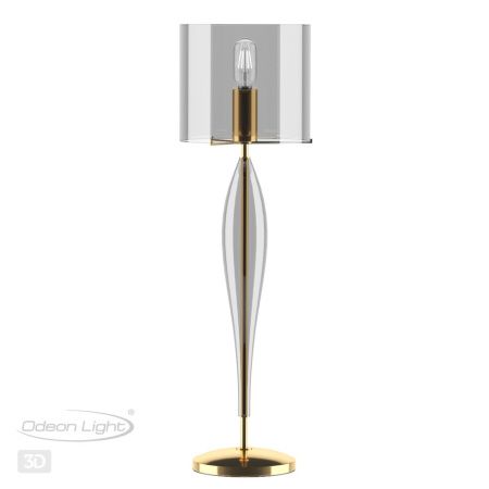 Высокая Лампа E27 1*60W TOWER дымчатый/золото/стекло ODEON LIGHT