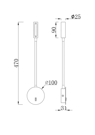 Бра 3Вт 3000K Матовое Золото IP20 Stem C035WL-L3MG3K Technical