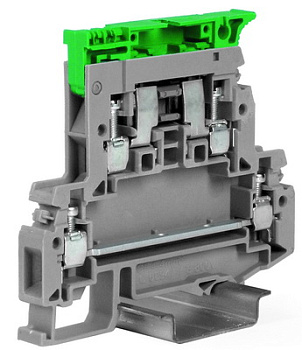 Держатель предохранителя. Двух-уровневый. 4 кв. мм. Серый. С диодным индикатором на 115-230 вольт (AC/DC). DKC