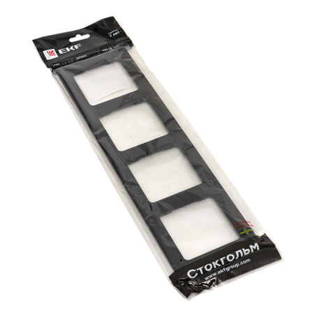 Стокгольм Рамка 4-местная металлическая черная EKF