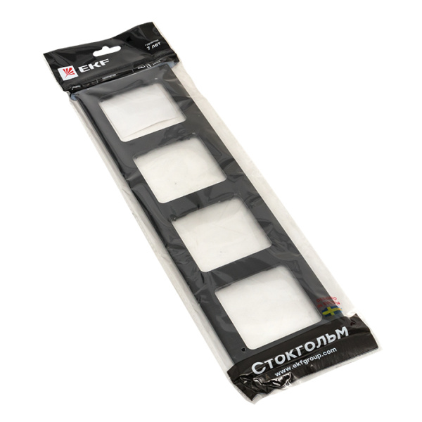 Стокгольм Рамка 4-местная металлическая черная EKF