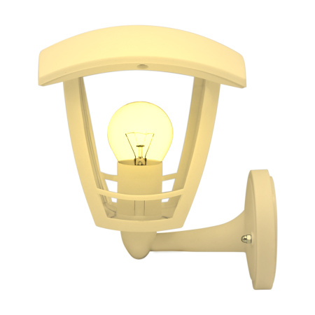 11-150 Светильник садово-парковый, настенный вверх, «Дели», Е27х60Вт, 4-х гранный, пластик, белый, прозрачный поликарбонат, 164х192х223мм, APEYRON