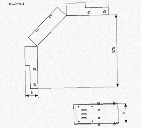 Лоток замковый перфорированный КСЗ 75х65-90 УХЛ1 для поворота трассы вниз на 90, горячее цинкование, S1,5