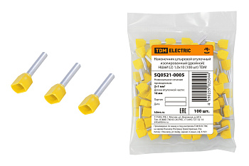 Наконечник штыревой втулочный изолированный (двойной) НШвИ (2) 1,0х10 желтый (100 шт) TDM