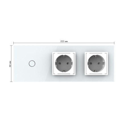 Сенсорный выключатель комбинированный на 1 линию 2 розетки 3 модуля Белый Livolo