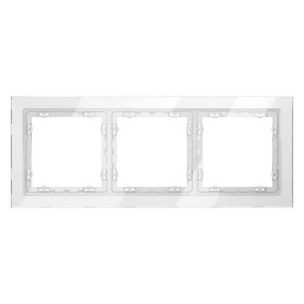 Рамка стеклянная Voltum S70 на 3 поста, (белый, стекло)