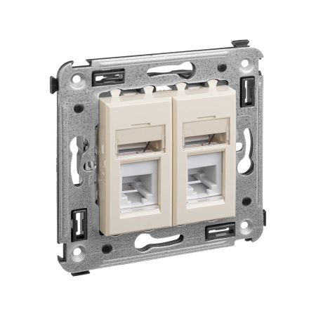 Телефонная розетка RJ-12 в стену двойная, "Avanti", "Ванильная дымка" DKC