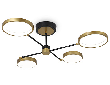 Светильник светодиодный потолочный с пультом FL5153/4 BK/GD золото 56W 3000K/4200K/6400K 742*742*222 (ПДУ ИК) Ambrella Light