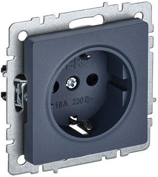 BRITE Розетка 1-местная с з/з с защитными шторками 16А РС14-1-0-БрМ маренго IEK