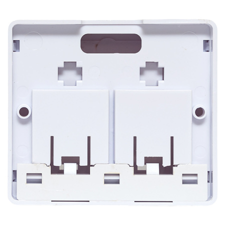 Корпус настенной розетки TERACOM PRO на 2 модуля Keystone со шторками и маркерами белый EKF