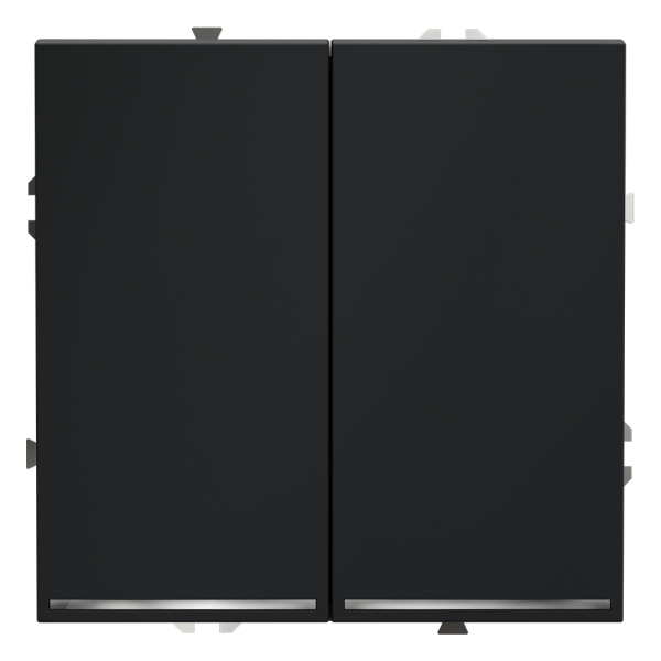 Выключатель встраиваемый Voltum S70 двухклавишный с подсветкой 10А, (графит)