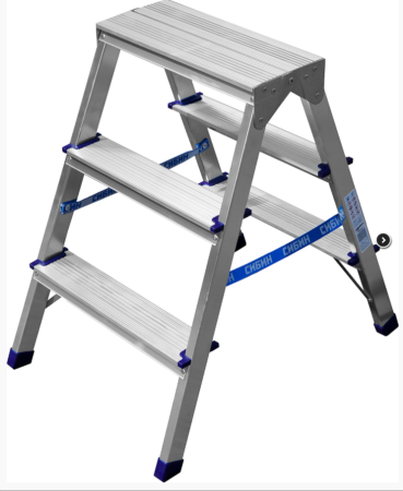 Стремянка  двухсторонняя, алюминиевая, 3 ступени СИБИН