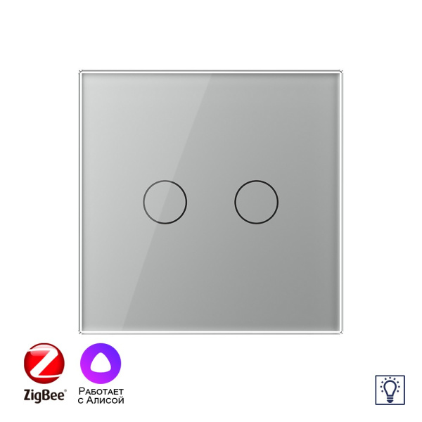 Двухклавишный умный сенсорный диммер Livolo ZigBee, 1 пост, Серый VL-C702D2Z-2IG