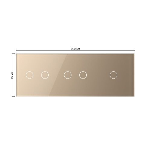 Панель для трех сенсорных выключателей, 5 клавиш (2+2+1), цвет золотой, стекло Livolo фото 2