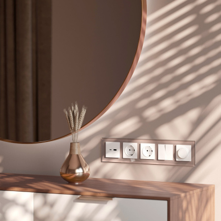 Favorit Рамка на 5 постов (латте, стекло) Werkel