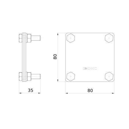 Соединитель полоса-полоса, 80х80 мм DKC