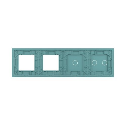 Панель для 2-х сенсорных выключателей и 2-х розеток, 3 клавиши (2+1), цвет зеленый, стекло Livolo фото 4