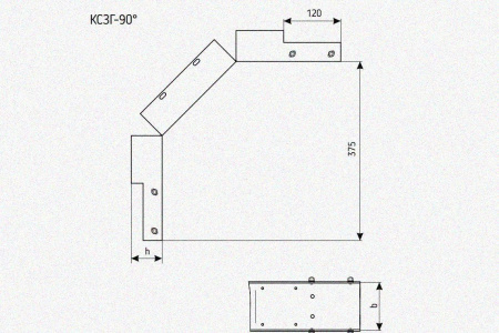 Лоток замковый глухой КСЗГ 100х50-90 УХЛ1 для поворота трассы вниз на 90, горячее цинкование S1,0