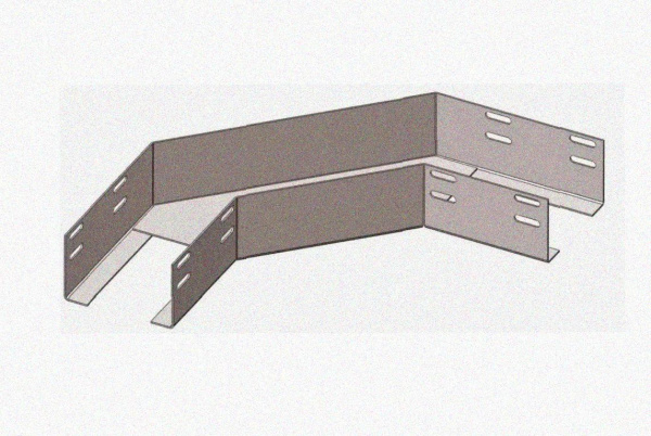 Лоток угловой перфорированный КГ 100х50-90 У3 поворот на 90, окрашенный, S1,0
