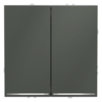 Проходной переключатель встраиваемый Voltum S70 двухклавишный с подсветкой 10А, (титан)