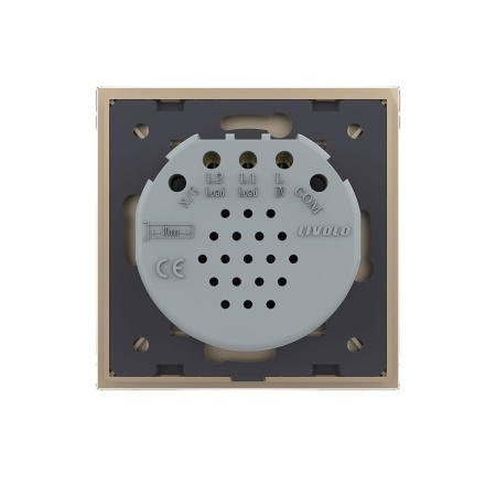 Сенсорный выключатель Quadro 2 клавиши 1 пост Золотой Livolo