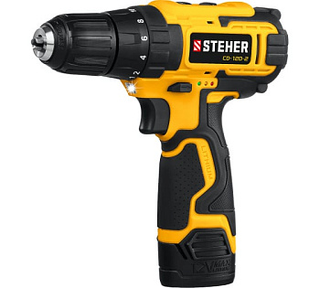 Дрель-шуруповерт 12В, 2 АКБ 2Ач в кейсе STEHER