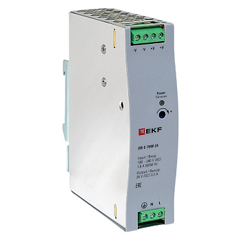 Блок питания на DIN рейку 75Вт, Uвх ~ 220 В AC, Uвых - 24 В DC постоянного тока EKF