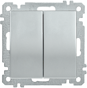 Выключатель 2-клавишный ВС10-2-0-Б 10А BOLERO серебряный IEK