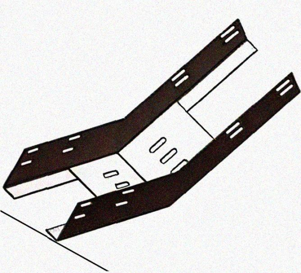 Лоток перфорированный КП 300х65-45 УХЛ1 для поворота трассы вверх на 45, оцинкованный лист S1,0