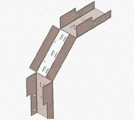 Лоток замковый перфорированный КСЗ 150х150-90 УХЛ1 для поворота трассы вниз на 90, горячее цинкование, S1,0
