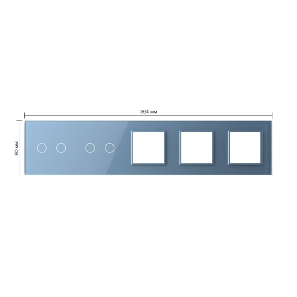 Панель для 2-х сенсорных выключателей и 3-х розеток, 4 клавиши (2+2), цвет синий, стекло Livolo
