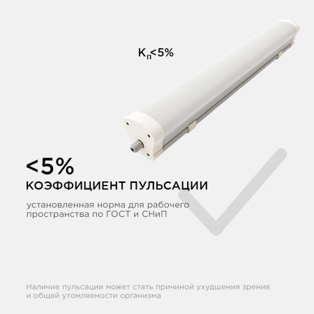 14-27 Светильник линейный, светодиодный, белый, поликарбонат, 24Вт, IP65, 2600Лм, 6000К, 170-260В/50Гц, УХЛ1, 575х76х76мм. APEYRON