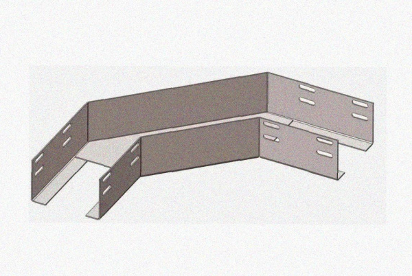 Лоток угловой замковый глухой КГЗГ 200х60-90 УХЛ1 поворот на 90, горячее цинкование, S1,5