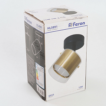Светильник настенно-потолочный под лампу GX53 1х12W 230V IP20 HL3891 золото/черный Feron  