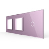 Панель для двух розеток и сенсорного выключателя, 1 клавиша, цвет розовый, стекло Livolo