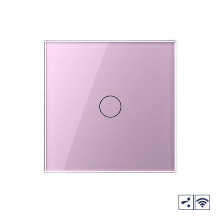 Сенсорный проходной радиоуправляемый выключатель 1 клавиша 1 пост Розовый Livolo