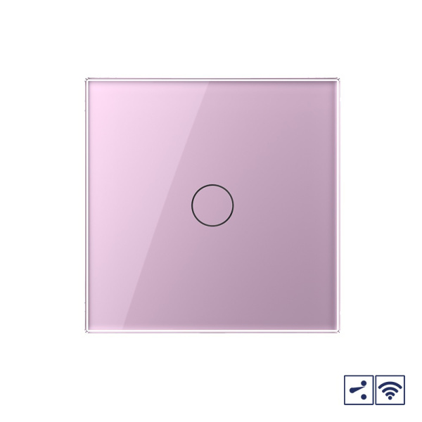 Сенсорный проходной радиоуправляемый выключатель 1 клавиша 1 пост Розовый Livolo