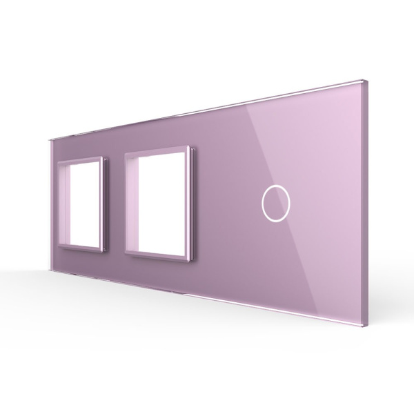 Панель для двух розеток и сенсорного выключателя, 1 клавиша, цвет розовый, стекло Livolo