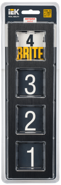 BRITE Рамка 4-мест. РУ-4-1-БрЧ металл черн. IEK
