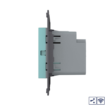 Одноклавишный проходной сенсорный выключатель Module с радиоупр., цвет зеленый (механизм) Livolo