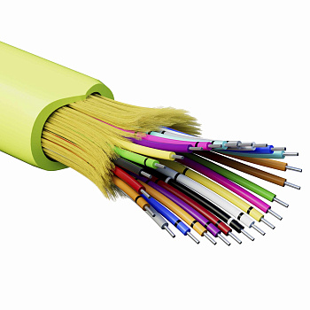 Кабель волоконно-оптич., расп.,арамидные упр.нити, внутр., нг(А)-HF, 24 ОВ, категорияOM5 (G.651.1) плотный буфер, 0,4 кН, барабан 2000 м DKC