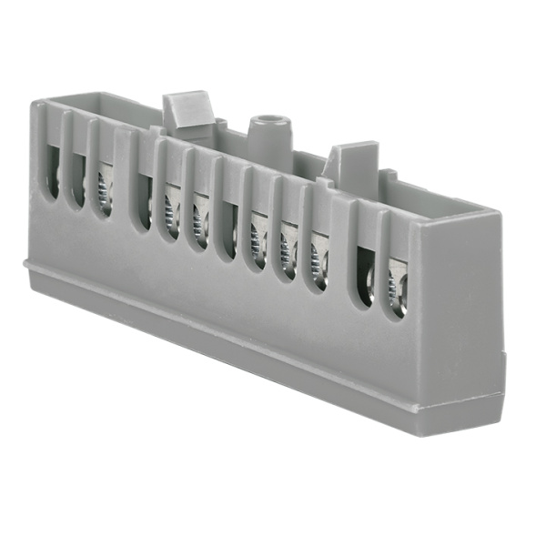 Шина "фаза" L (6х9мм) 12 отверстий латунь серый изолированный корпус на DIN-рейку PROxima EKF