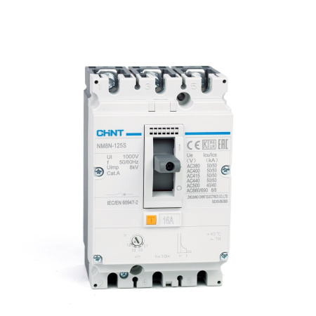 Выключатель автоматический NM8N-125R TM 3П 16А 150кА с рег. термомаг. расцепителем CHINT