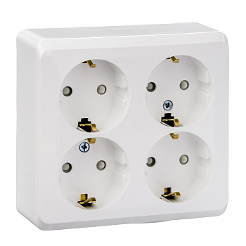 ЭТЮД Розетка ОУ 4 мест. с зазем.со шторками 16А белый IP20 (кр.5шт) Schneider Electric