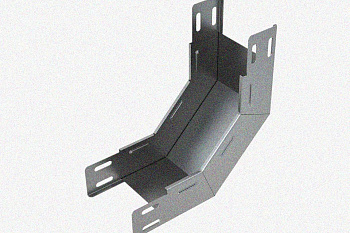 Лоток замковый глухой КПЗГ 200х100-45 УТ1,5 для поворота трассы вверх на 45, оцинкованный лист, S1,0