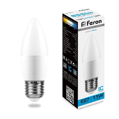 Лампа светодиодная Feron LB-770 Свеча E27 11W 6400K фото 2