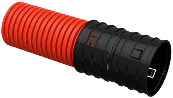 ELASTA Труба гофрированная двустенная жесткая ПНД d=125мм красная (6м) IEK