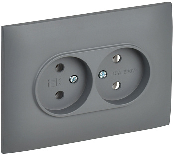 SKANDY Розетка 2-местная без заземления без защитных шторок 10А в сборе SK-R10Gr серый IEK