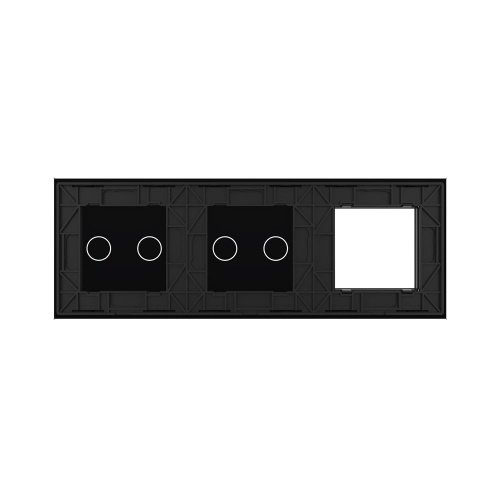 Панель для розетки и двух сенсорных выключателей, 4 клавиши (2+2), цвет черный, стекло Livolo фото 4